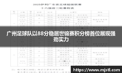 广州足球队以88分稳居世锦赛积分榜首位展现强劲实力